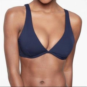 Athleta Underwire Plunge Bikini Top - Navy 36 B/C NWOT